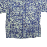 JAVA LAVA Mens Blue Patterned Shirt L Cotton Short Sleeve Casual Stylish