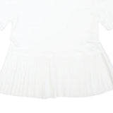 ZARA Womens White Basic Top Short Sleeve Crew Neck Pleated L Comfort