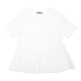 ZARA Womens White Basic Top Short Sleeve Crew Neck Pleated L Comfort