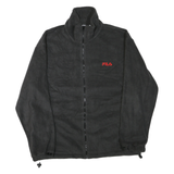 FILA Mens Black Zip Jacket L Polyester Blend Plain Casual Sporty Warm