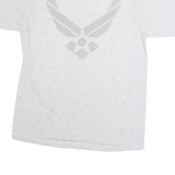 Mens White & Light Grey Graphic Cotton T-Shirt M Short Sleeve Crew Neck Casual