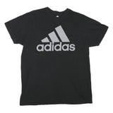 ADIDAS Mens Black Graphic Logo T-Shirt L Short Sleeve Crew Neck Cotton Blend