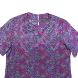 SOUTHERN LADY Womens Purple Printed Top Short Sleeve V-Neck XL Floral Pattern