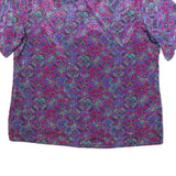 SOUTHERN LADY Womens Purple Printed Top Short Sleeve V-Neck XL Floral Pattern