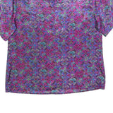 SOUTHERN LADY Womens Purple Printed Top Short Sleeve V-Neck XL Floral Pattern