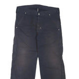 CARHARTT Mens Cotton Blend Navy Blue Regular Straight Trousers W36 L28 Workwear