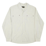 WRANGLER Mens Cream & White Shirt L Long Sleeve Button Front Two Pockets