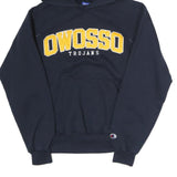 CHAMPION Mens Navy Blue Owosso Trojans Pullover Hoodie S Cotton Comfort