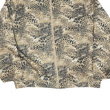 KT GOLF Womens Beige Animal Print Jacket L Polyester Blend Zip Stand-Up Collar