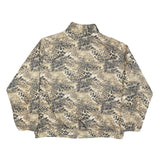 KT GOLF Womens Beige Animal Print Jacket L Polyester Blend Zip Stand-Up Collar