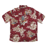 ISLAND SHORES Mens Red Tropical Print Rayon Shirt XL Summer Beach Holiday