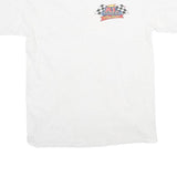 Mens White Racing Cars Graphic T-Shirt S Short Sleeve Crew Neck Vintage