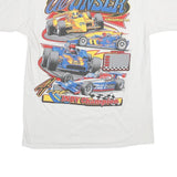 Mens White Racing Cars Graphic T-Shirt S Short Sleeve Crew Neck Vintage
