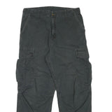 CARHARTT Mens Cotton Blend Black Relaxed Cargo Trousers W33 L29 Workwear Utility