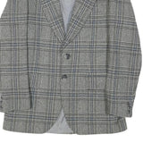 SQUARE DEAL Mens Grey Check Wool Blend Tailored Jacket S Woven Button Closure