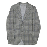 SQUARE DEAL Mens Grey Check Wool Blend Tailored Jacket S Woven Button Closure