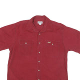 CARHARTT Mens Red Short Sleeve Cotton Blend Shirt L Casual Workwear Button