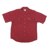 CARHARTT Mens Red Short Sleeve Cotton Blend Shirt L Casual Workwear Button