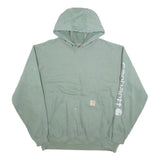 CARHARTT Mens Green Hoodie L Pullover Cotton Blend Logo Sleeve Casual Wear