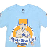 WWE Mens Blue Never Give Up Graphic T-Shirt S Short Sleeve Crew Neck Wrestling