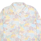 Womens Pastel Blue Yellow Purple Floral Print Shirt M Lightweight Stylish