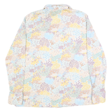 Womens Pastel Blue Yellow Purple Floral Print Shirt M Lightweight Stylish