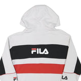 FILA Mens White Black & Red Colour Block Hoodie S Cotton Blend Casual Style