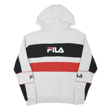 FILA Mens White Black & Red Colour Block Hoodie S Cotton Blend Casual Style