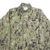 M&M MANUFACTURING Mens Green Digital Camo Military Jacket S Cotton Blend Button