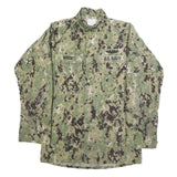 M&M MANUFACTURING Mens Green Digital Camo Military Jacket S Cotton Blend Button