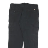 DICKIES Mens Cotton Blend Black Regular Fit Straight Leg Trousers W36 L26