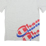 CHAMPION Mens Grey L Cotton Blend Graphic T-Shirt Short Sleeve Crew Neck