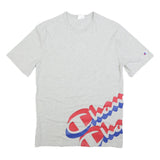 CHAMPION Mens Grey L Cotton Blend Graphic T-Shirt Short Sleeve Crew Neck