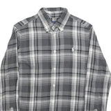 RALPH LAUREN Mens Grey & White Checked Shirt S Classic Button-Down Collar Cotton