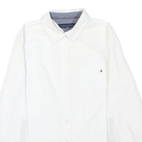TOMMY HILFIGER Mens White S Cotton Blend Shirt Button Down Pocket