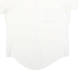Mens White Shirt Polka Dot Print L Short Sleeve Casual Button Shirt