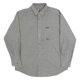 CHAPS RALPH LAUREN Mens Grey & Blue Check Shirt L Classic Button Down Casual