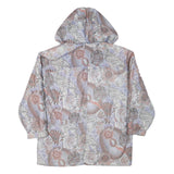 Womens Beige & Lilac Printed Polyester Blend Hooded Jacket L Zip Closure Unique