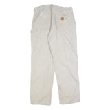 CARHARTT Mens Cotton Blend Beige Relaxed Straight Trousers W34 L32 Workwear