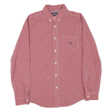CHAPS Mens Red & White Check Shirt L Button-Down Collar Cotton Blend Stylish