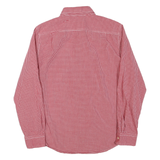 CHAPS Mens Red & White Check Shirt L Button-Down Collar Cotton Blend Stylish