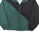 Mens Black & Green Colourblock Jacket XL Polyester Blend Zip Overcoat Plain