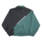 Mens Black & Green Colourblock Jacket XL Polyester Blend Zip Overcoat Plain