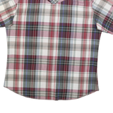 WRANGLER Mens Red & Grey Plaid Western Shirt L Cotton Blend Casual Short Sleeve