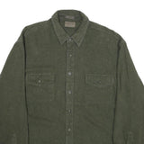 Mens Green Cotton Plain Shirt XL Casual Button Front Button Pockets