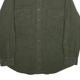 Mens Green Cotton Plain Shirt XL Casual Button Front Button Pockets