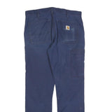 CARHARTT Mens Cotton Blend Blue Regular Straight Trousers W33 L32 Workwear Zip