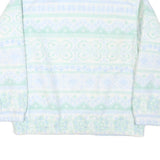 ALFRED DUNNER Womens White & Light Green Fleece Jacket M Polyester Zip Casual