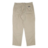 BAILOS Mens Cotton Blend Beige Relaxed Straight Trousers W35 L31 Cargo Pockets