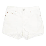 LEVI'S Womens White Casual Denim Shorts S W26 Frayed Hem Stretch Cotton Blend